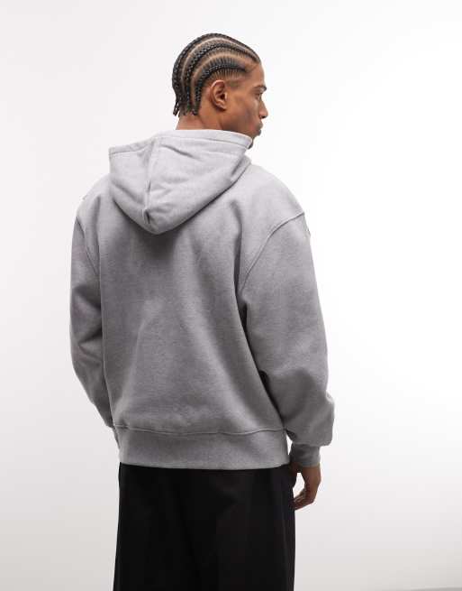 ASOS DESIGN - Sweat à capuche oversize en tissu épais 400 g/m² de qualité supérieure à fermeture éclair - Gris chiné  , 5 de 5