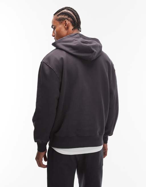 ASOS DESIGN - Sweat à capuche oversize en tissu épais 400 g/m² de qualité supérieure - Anthracite, 3 de 5