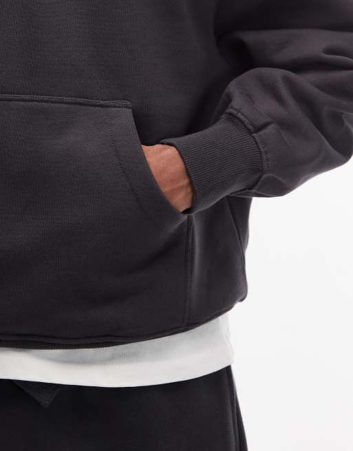 ASOS DESIGN - Sweat à capuche oversize en tissu épais 400 g/m² de qualité supérieure - Anthracite, 5 de 5