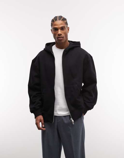 ASOS DESIGN - Sweat à capuche oversize en tissu épais 400 g/m² de qualité supérieure avec fermeture éclair - Noir   , 3 de 5