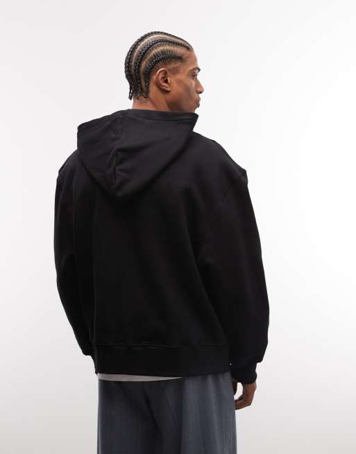 ASOS DESIGN - Sweat à capuche oversize en tissu épais 400 g/m² de qualité supérieure avec fermeture éclair - Noir   , 4 de 5