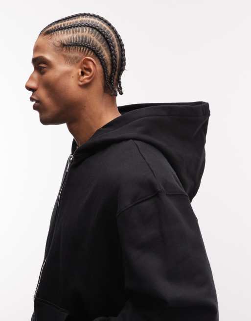 ASOS DESIGN - Sweat à capuche oversize en tissu épais 400 g/m² de qualité supérieure avec fermeture éclair - Noir   , 5 de 5