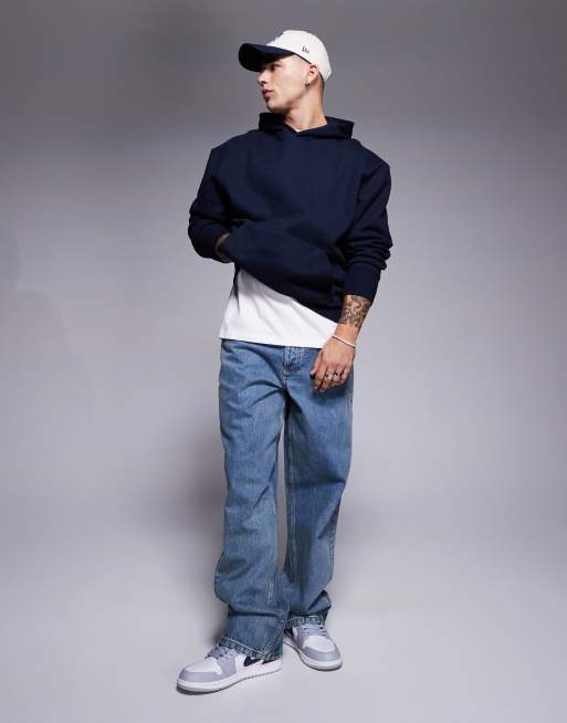 ASOS DESIGN - Sweat à capuche oversize en tissu épais 400 g/m² de qualité supérieure - Bleu marine, 2 de 4