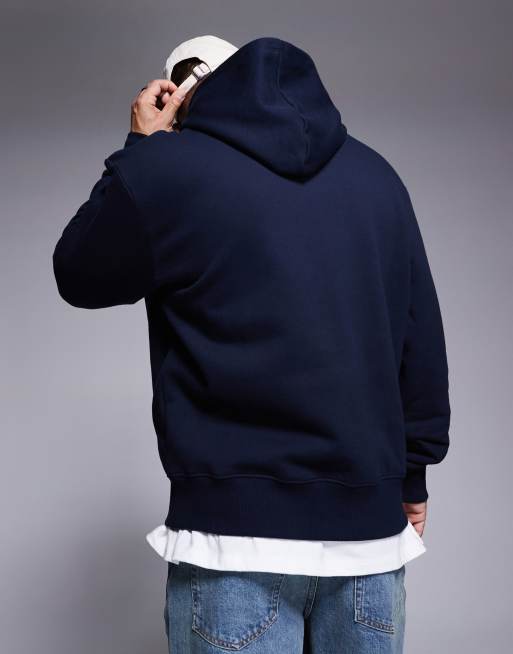 ASOS DESIGN - Sweat à capuche oversize en tissu épais 400 g/m² de qualité supérieure - Bleu marine, 3 de 4