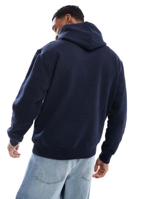 ASOS DESIGN - Sweat à capuche oversize en tissu épais 400 g/m² de qualité supérieure - Bleu marine, 3 de 4