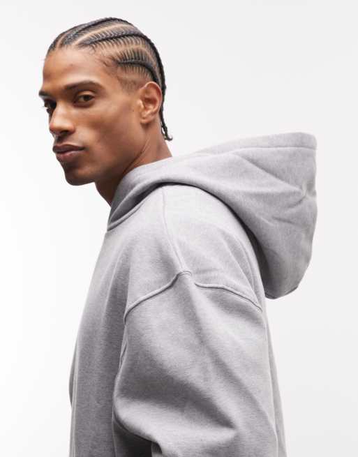 ASOS DESIGN - Sweat à capuche oversize en tissu épais 400 g/m² de qualité supérieure - Gris chiné , 4 de 5