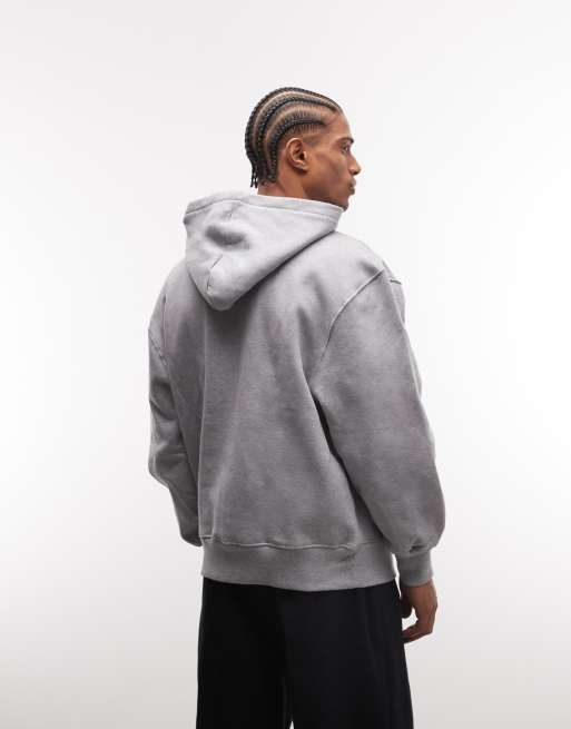 ASOS DESIGN - Sweat à capuche oversize en tissu épais 400 g/m² de qualité supérieure - Gris chiné , 5 de 5
