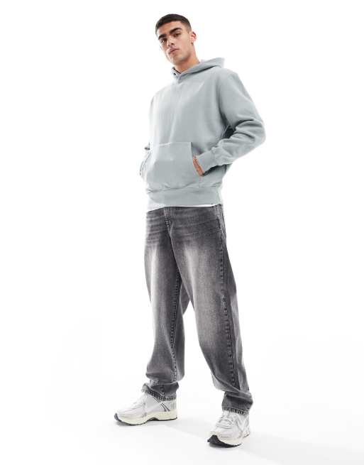 ASOS DESIGN - Sweat à capuche oversize en tissu épais 400 g/m² de qualité supérieure - Gris clair délavé, 4 de 4