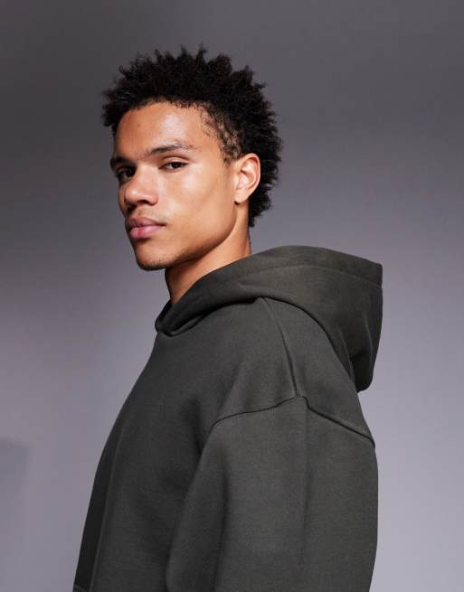 ASOS DESIGN - Sweat à capuche oversize en tissu épais 400 g/m² de qualité supérieure - Kaki, 4 de 5