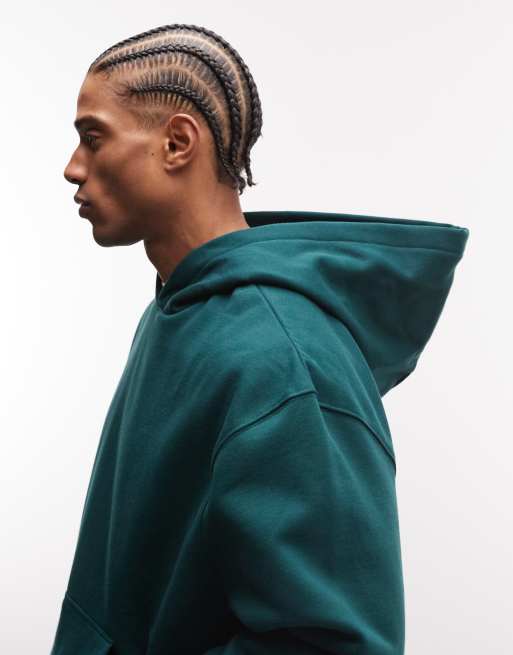 ASOS DESIGN - Sweat à capuche oversize en tissu épais 400 g/m² de qualité supérieure - Vert foncé  , 4 de 5