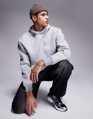 ASOS DESIGN - Sweat à capuche oversize épais en néoprène - Gris chiné