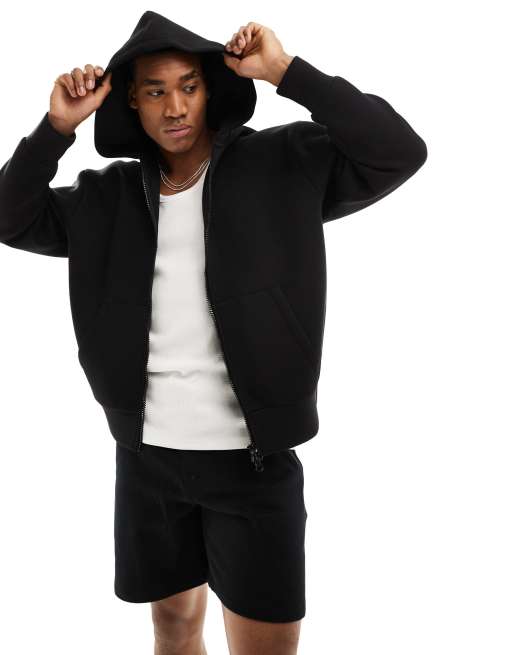 ASOS DESIGN - Sweat à capuche oversize épais façon néoprène à fermeture éclair - Noir, 2 de 4