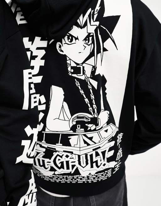 ASOS DESIGN - Sweat à capuche oversize et unisexe avec imprimés Yu-Gi-Oh sous licence - Noir et blanc, 3 de 4