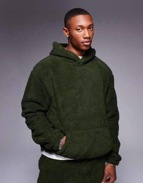 ASOS DESIGN - Sweat à capuche oversize imitation peau de mouton - Vert - view 1