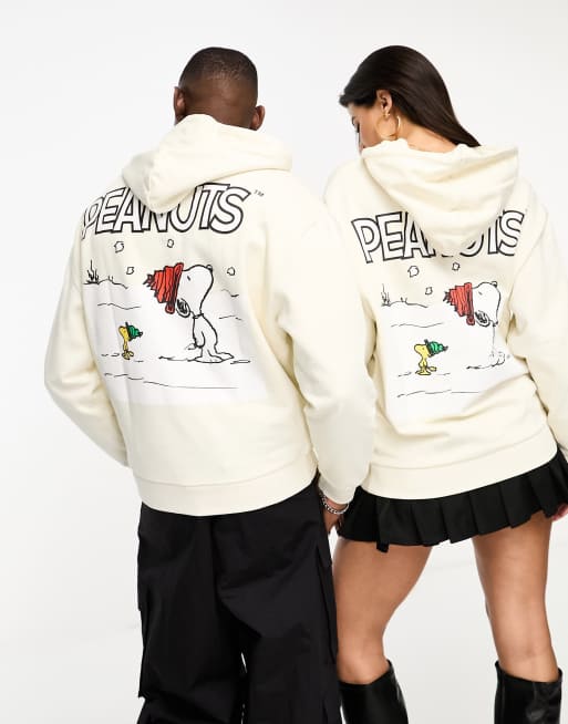 ASOS DESIGN - Sweat à capuche oversize unisexe à imprimés Snoopy de Noël sous licence - Taupe, 4 de 4