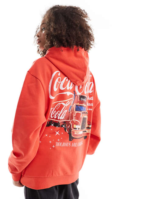 ASOS DESIGN - Sweat à capuche oversize unisexe avec imprimé Noël Coca Cola - Rouge, 2 de 4