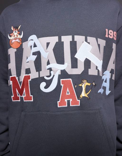 ASOS DESIGN - Sweat à capuche oversize unisexe avec imprimés Hakuna Matata Le Roi Lion Disney - Noir, 3 de 4