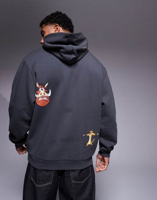 ASOS DESIGN - Sweat à capuche oversize unisexe avec imprimés Hakuna Matata Le Roi Lion Disney - Noir, 4 de 4