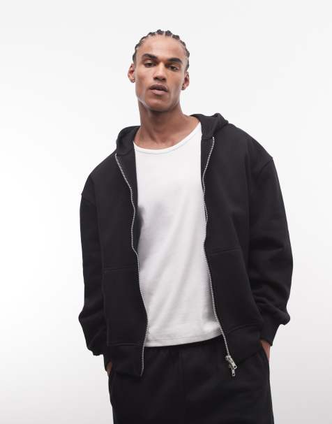 ASOS DESIGN - Sweat à capuche oversize zippé en tissu 400g/m² de qualité supérieure - Noir - view 1