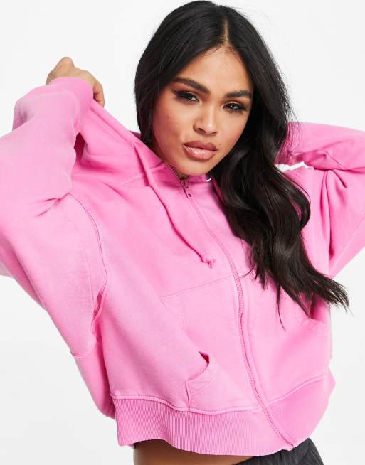 ASOS DESIGN - Sweat à capuche oversize zippé - Rose délavé