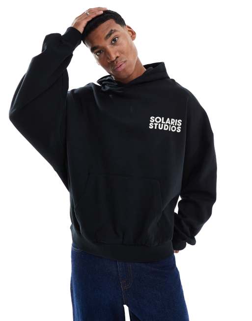 ASOS DESIGN - Sweat à capuche ultra oversize avec imprimé sur la poitrine et à l'arrière - Noir, 2 de 4