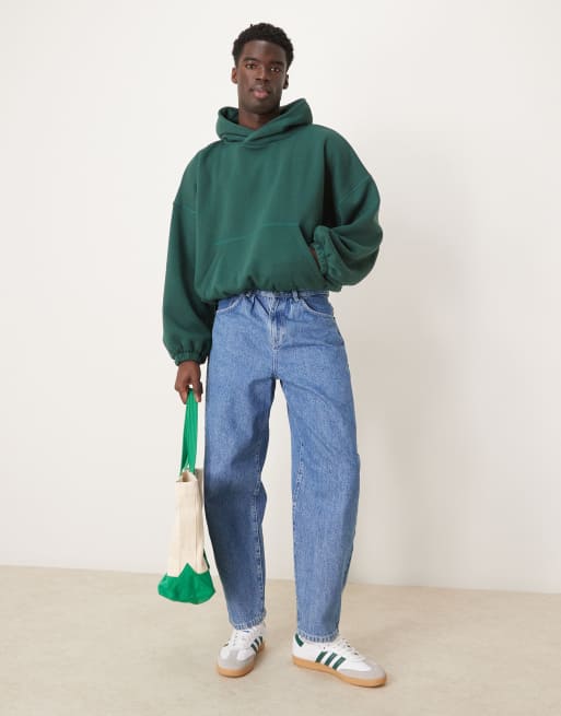 ASOS DESIGN - Sweat à capuche ultra oversize coupe carrée avec empiècements aux aisselles - Vert foncé, 3 de 4