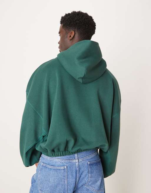 ASOS DESIGN - Sweat à capuche ultra oversize coupe carrée avec empiècements aux aisselles - Vert foncé, 4 de 4