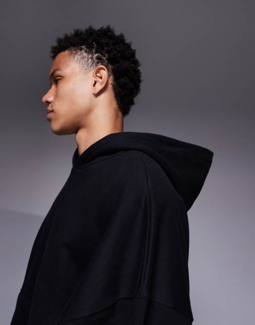 ASOS DESIGN - Sweat à capuche ultra oversize en tissu épais 400 g/m² de qualité supérieure - Noir, 4 de 6