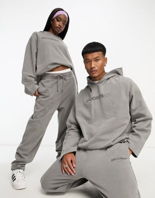 ASOS Design unisex co-ord oversized hoodie with front print charcoal wash  - ASOS Price Checker