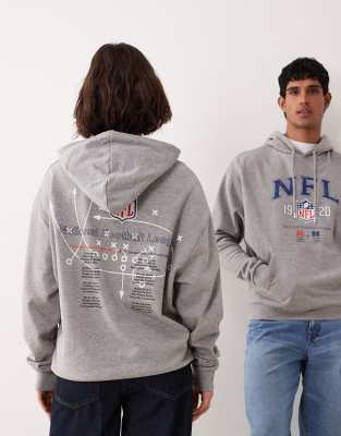 ASOS DESIGN - Sweat à capuche unisexe oversize à imprimé NFL - Gris clair