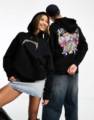 ASOS DESIGN unisex license oversized hoodie in black with Metallica graphic prints - ASOS Price Checker