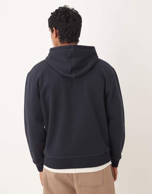 ASOS DESIGN - Sweat à capuche zippé avec coutures contrastantes et imprimé style sport - Bleu marine, 3 de 5