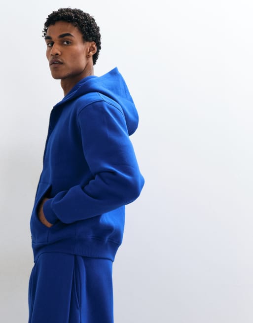 ASOS DESIGN sweat à capuche zippé coupe relaxed et boxy bleu marine, 4 de 5