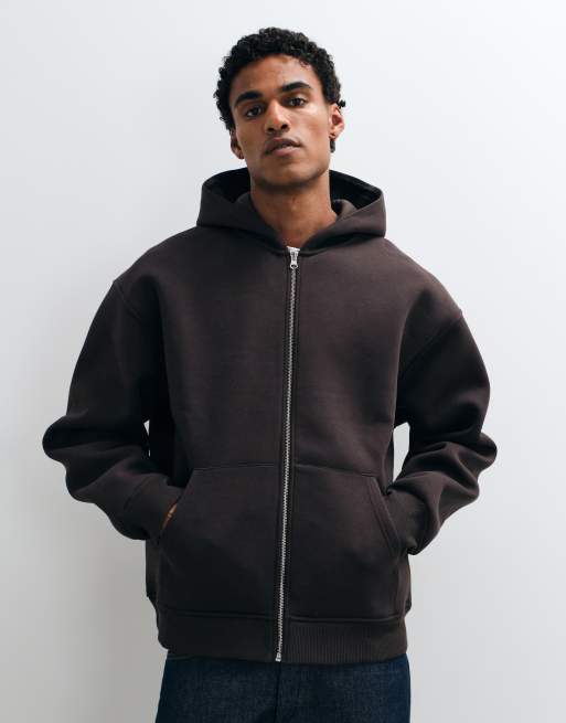ASOS DESIGN sweat à capuche zippé coupe standard avec imprimé cheval dans le dos marron, 2 de 5