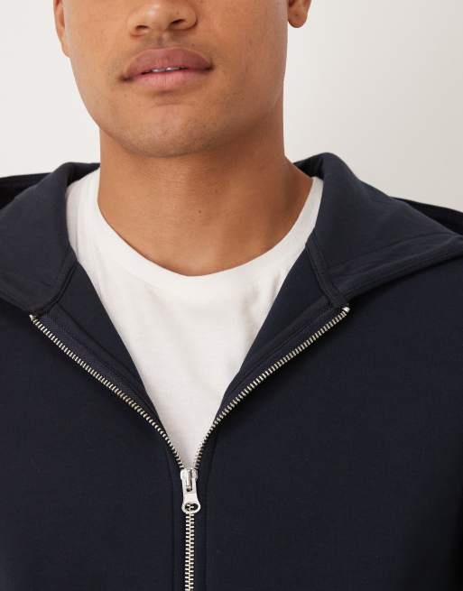 ASOS DESIGN - Sweat à capuche zippé décontractée en tissu épais imitation néoprène - Bleu marine, 5 de 5