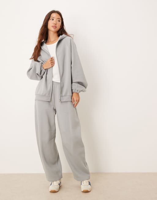 ASOS DESIGN - Sweat à capuche zippé d'ensemble à cordons de serrage sur l'ourlet - Bleu sombre, 3 de 4