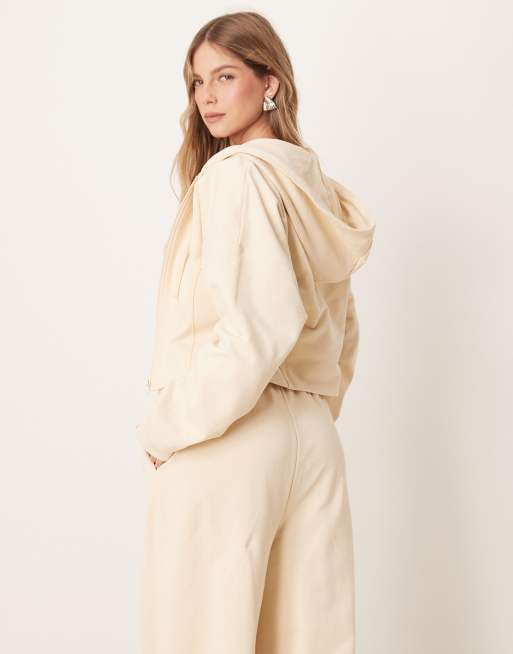 ASOS DESIGN Sweat à capuche zippé d'ensemble à surpiqûres