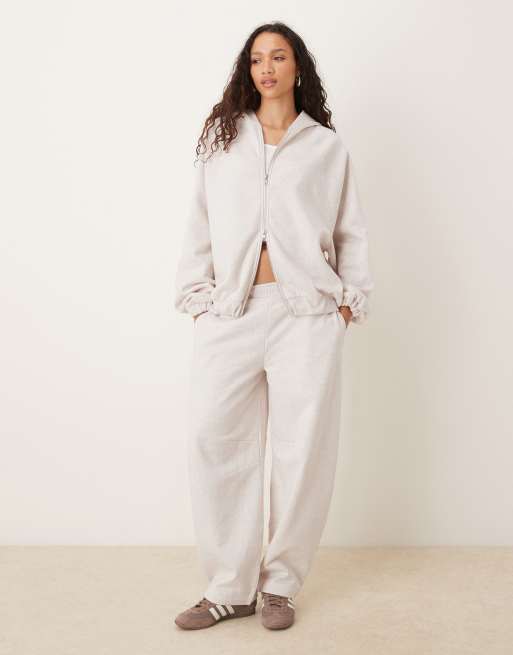 ASOS DESIGN - Sweat à capuche zippé d'ensemble avec ourlet à liens - Grège, 2 de 4