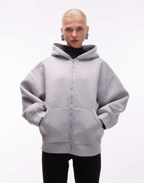 ASOS DESIGN - Sweat à capuche zippé oversize double face - Gris - view 1