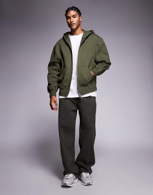 ASOS DESIGN - Sweat à capuche zippé oversize en tissu épais 400 g/m² de qualité supérieure - Kaki, 2 de 5