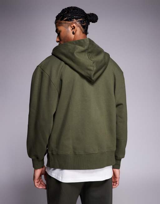 ASOS DESIGN - Sweat à capuche zippé oversize en tissu épais 400 g/m² de qualité supérieure - Kaki, 3 de 5