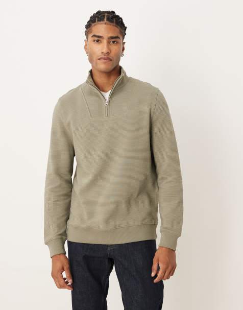 ASOS DESIGN - Sweat à col côtelé zippé - Gris - view 1