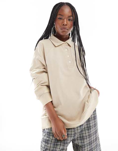 ASOS DESIGN - Sweat à col en tissu épais - Beige délavé - view 1