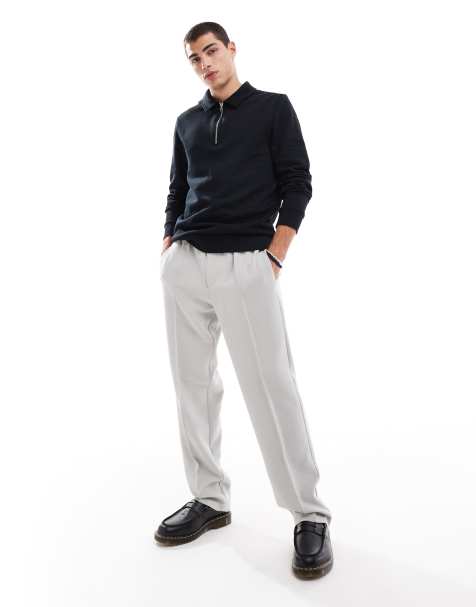 ASOS DESIGN - Sweat à col polo zippé - Noir - view 1