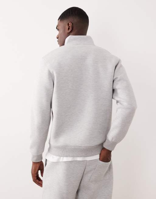 ASOS DESIGN - Sweat à col zippé en tissu imitation néoprène épais - Gris chiné, 3 de 5