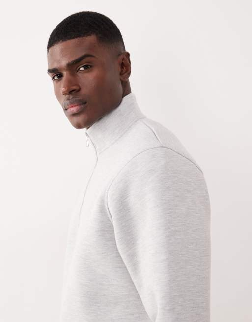 ASOS DESIGN - Sweat à col zippé en tissu imitation néoprène épais - Gris chiné, 4 de 5