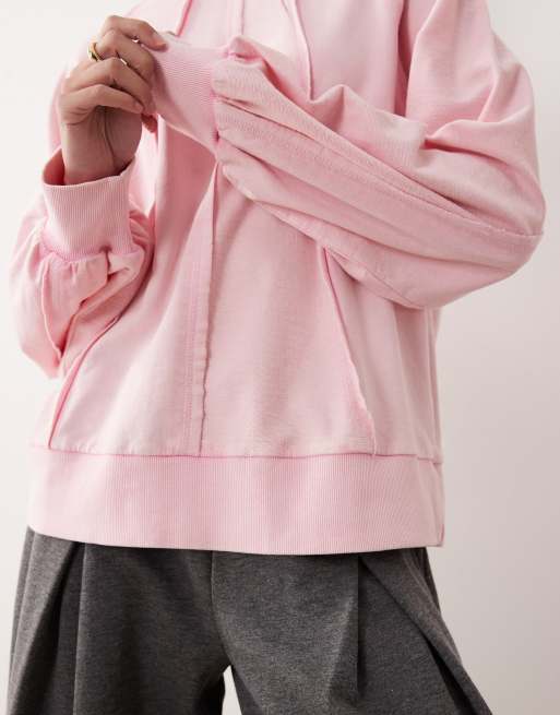 ASOS DESIGN - Sweat à coutures apparentes et empiècement - Rose délavé, 2 de 4