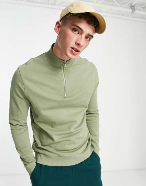 ASOS DESIGN - Sweat à demi-fermeture éclair - Vert pétrole - view 1