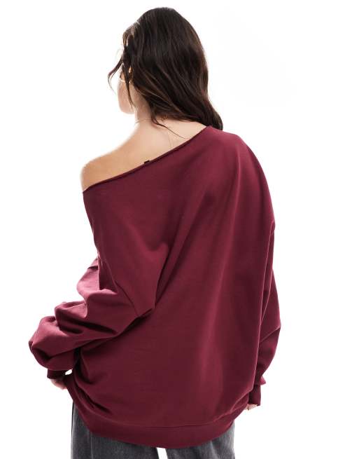 ASOS DESIGN - Sweat à épaules dénudées - Bordeaux, 4 de 4