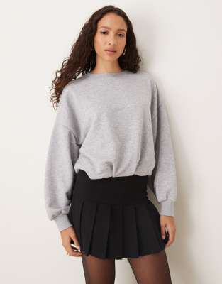 Sweat à ourlet boule - Gris chiné S